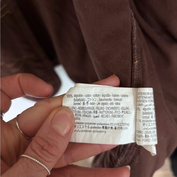 Zara Brown Oversized Knit 100% Cotton Flower Embroidered Cardigan Shacket Jacket - Picture 9 of 10